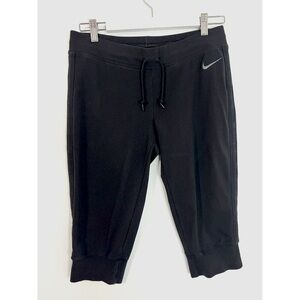 Nike Black Drawstring Mid Rise Crop‎ Joggers Knit Pants Size M